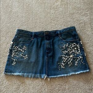 Embellished Denim Skirt
